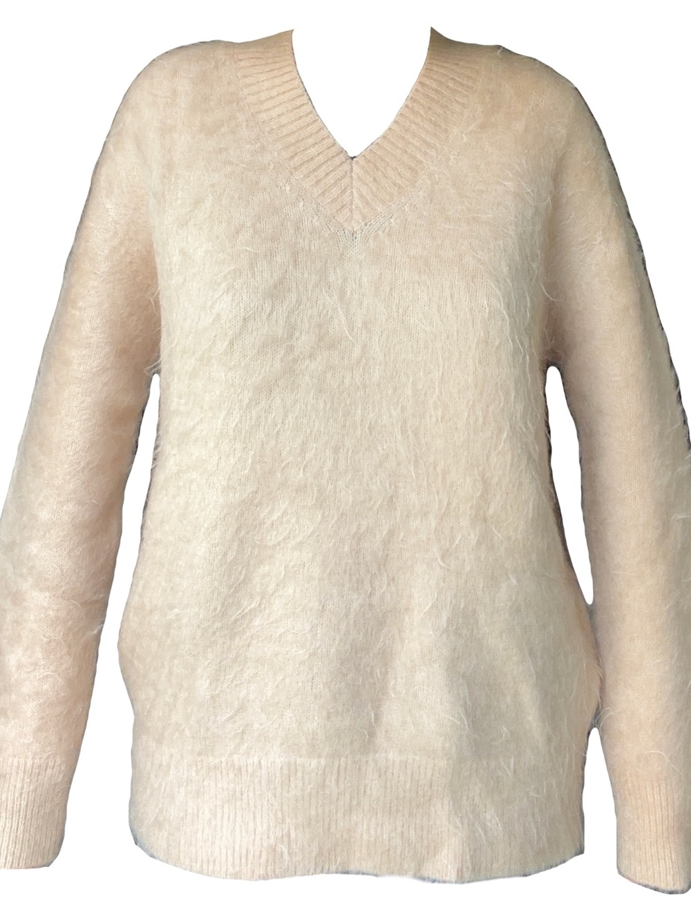 Acne Studios Women's Karwa Mohair Wool Blend V-neck Jumper in Warm Beige